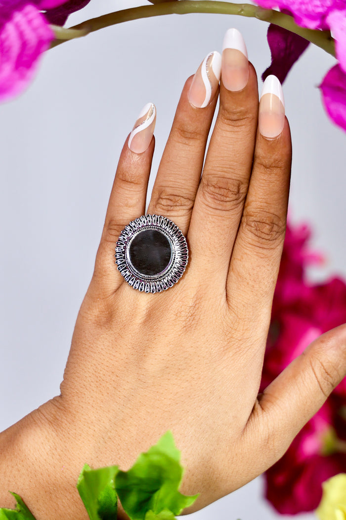 Saanjh Free Sized - Adjustable, Bohemian Oxidised Ring