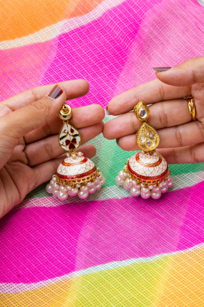 Saira Kundan Gold Plated Fusion Jhumka Earrings