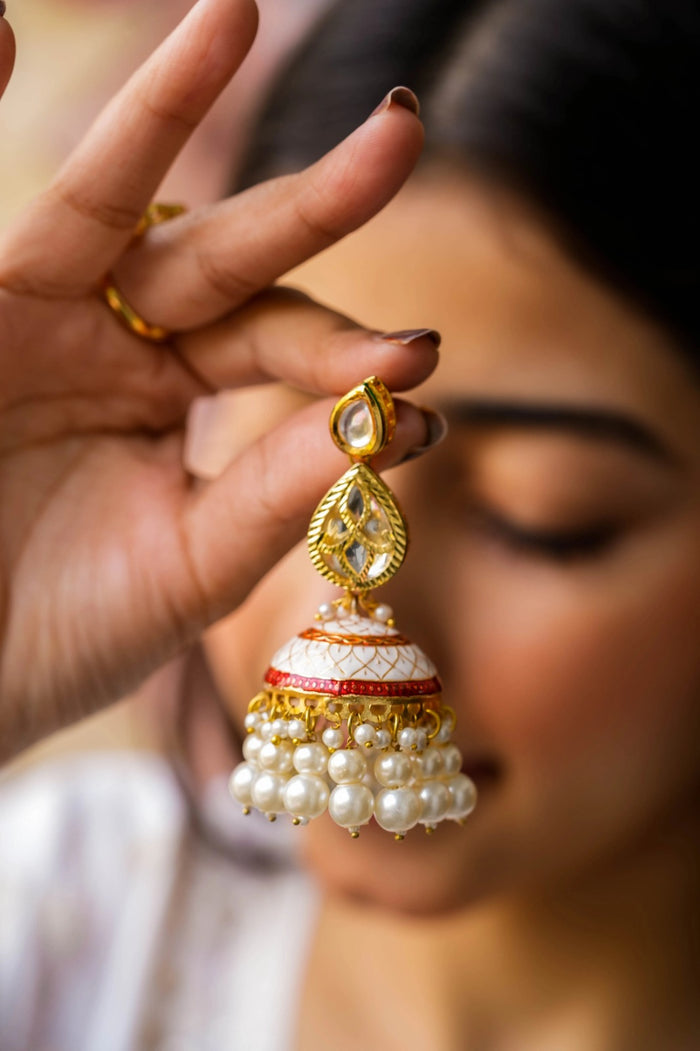 Saira Kundan Gold Plated Fusion Jhumka Earrings