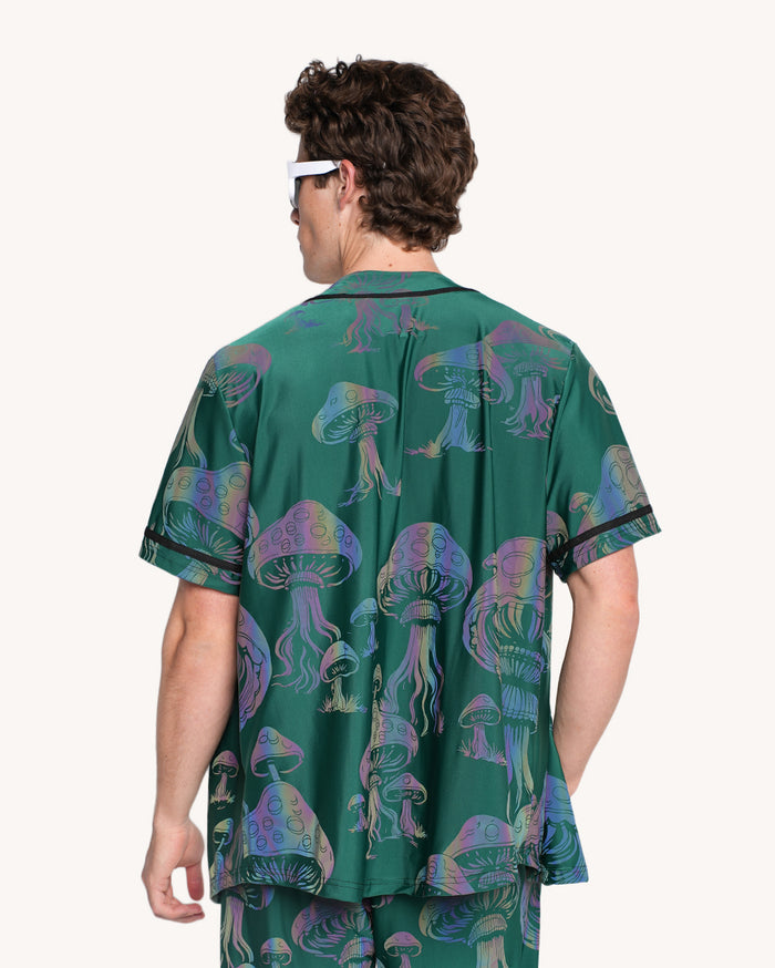 Secret of Life Mushroom Green Rainbow Reflective Baseball Jersey