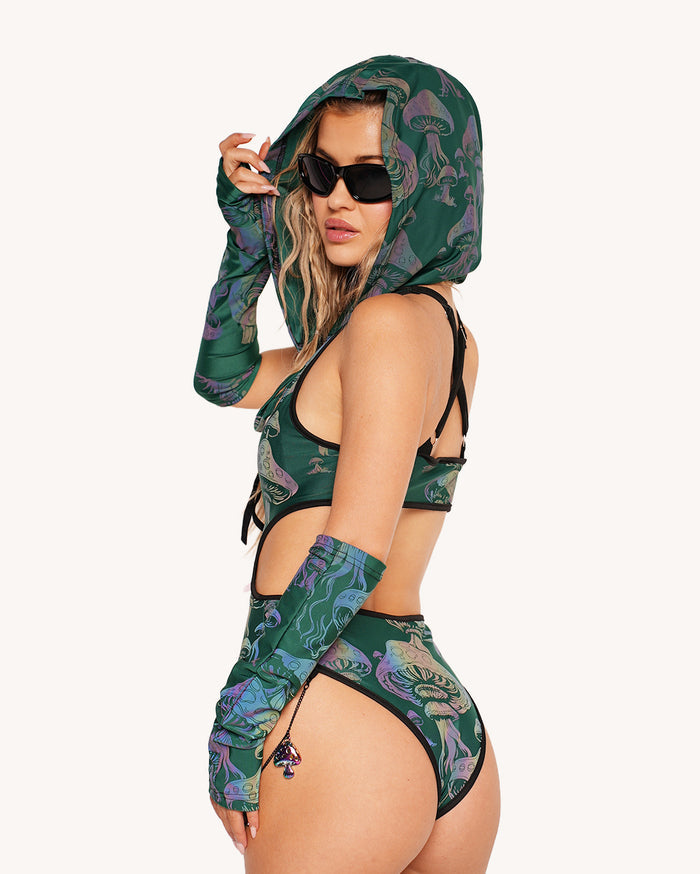 Secret of Life Mushroom Green Reflective Bodysuit