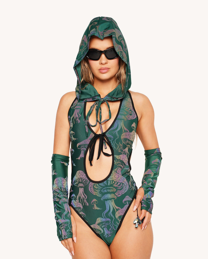Secret of Life Mushroom Green Reflective Bodysuit