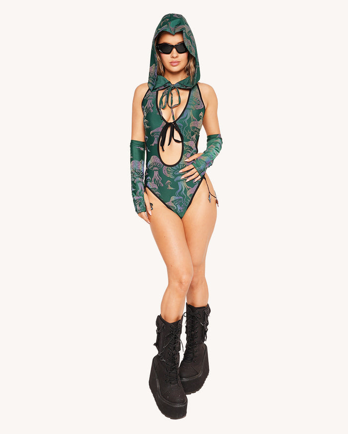 Secret of Life Mushroom Green Reflective Bodysuit