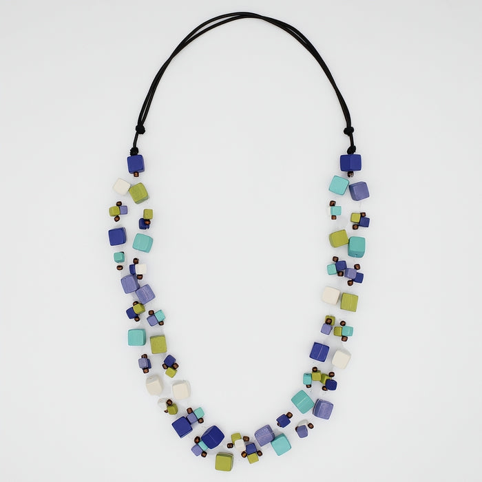 Shades of Blue Lia Floating Bead Necklace - Sylca Designs - Chunky Jewelry