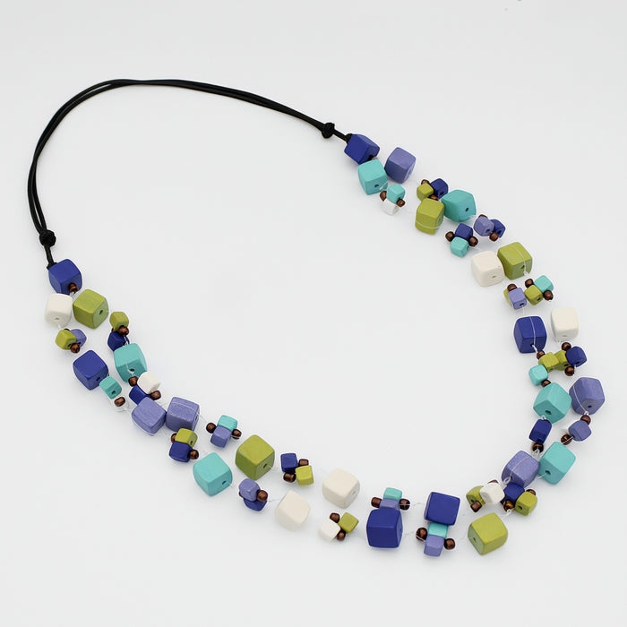 Shades of Blue Lia Floating Bead Necklace - Sylca Designs - Chunky Jewelry
