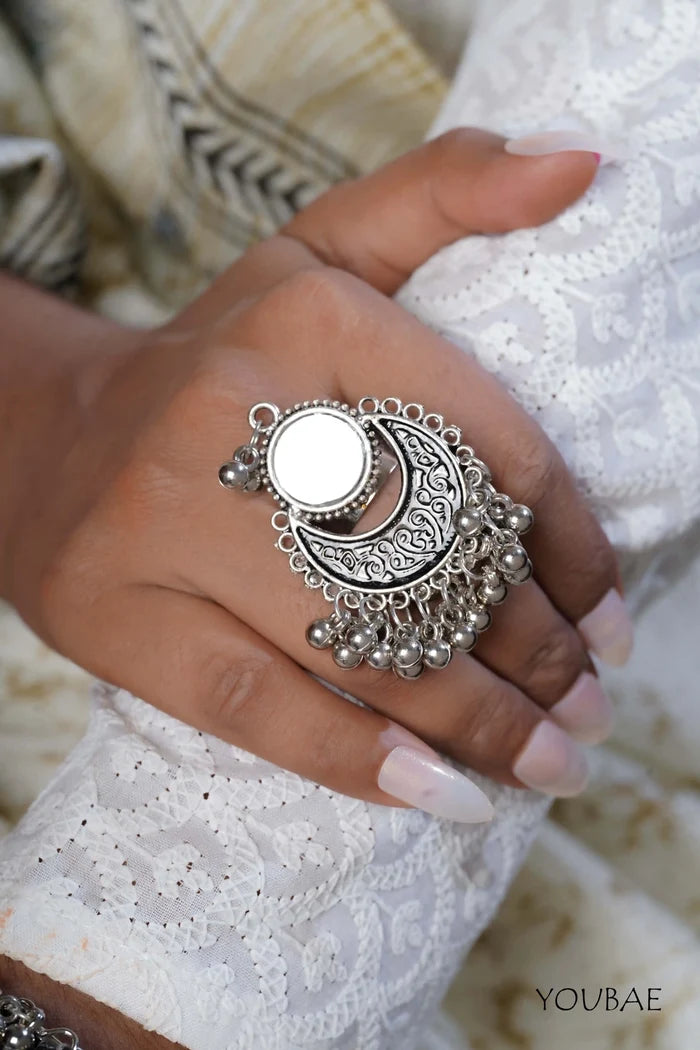 Sharvani Free Sized - Adjustable, Bohemian Oxidised Ring