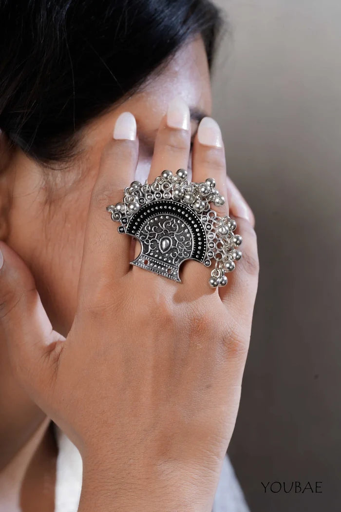 Shilavati Free Sized - Adjustable, Bohemian Oxidised Ring