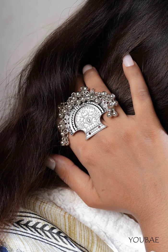 Shilavati Free Sized - Adjustable, Bohemian Oxidised Ring