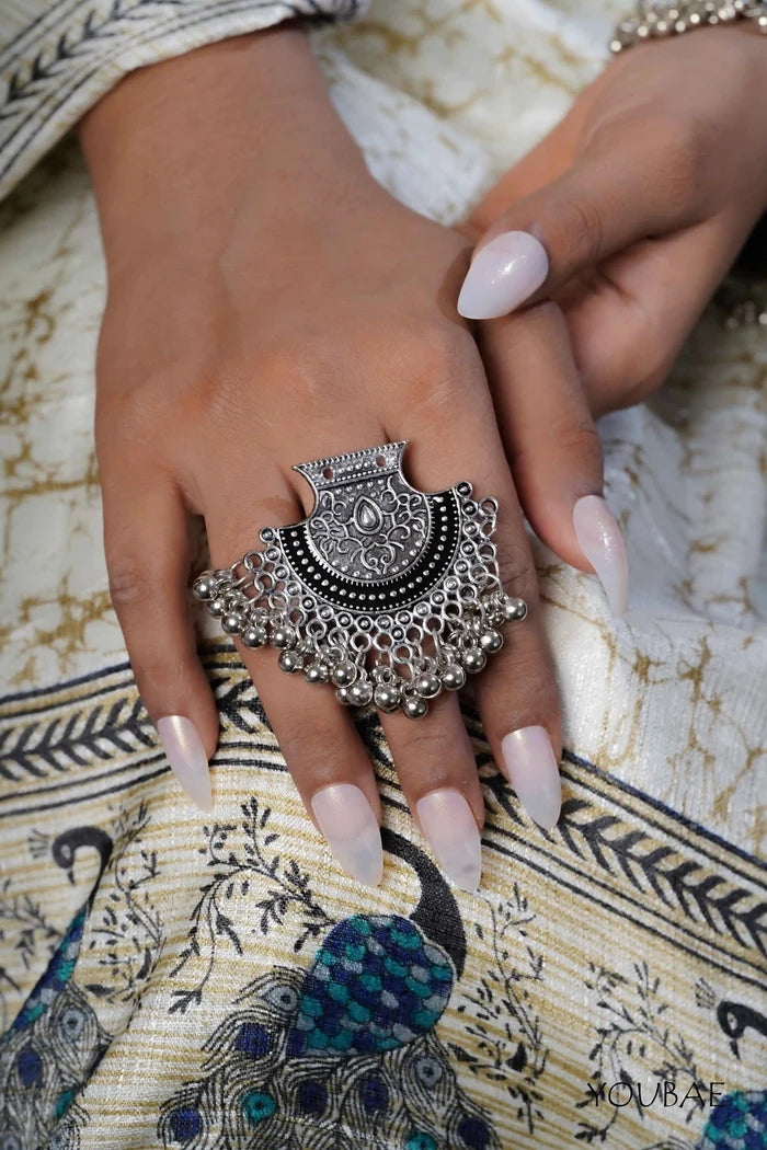 Shilavati Free Sized - Adjustable, Bohemian Oxidised Ring