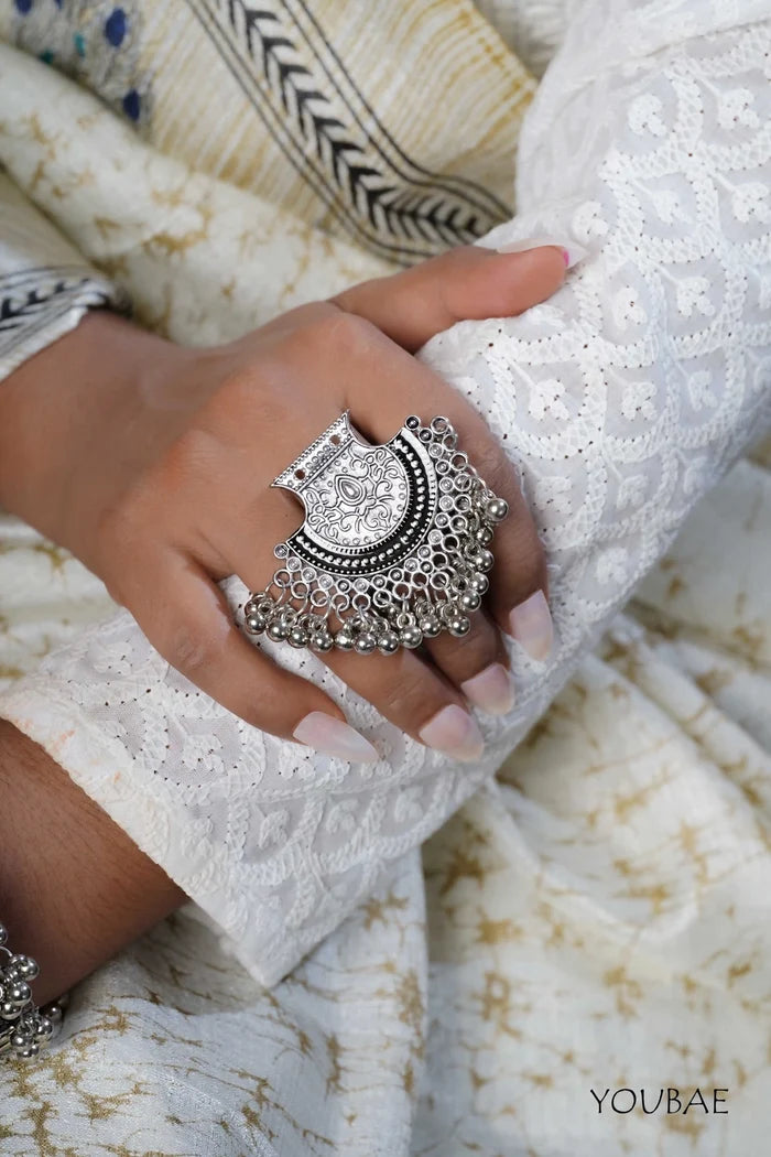 Shilavati Free Sized - Adjustable, Bohemian Oxidised Ring