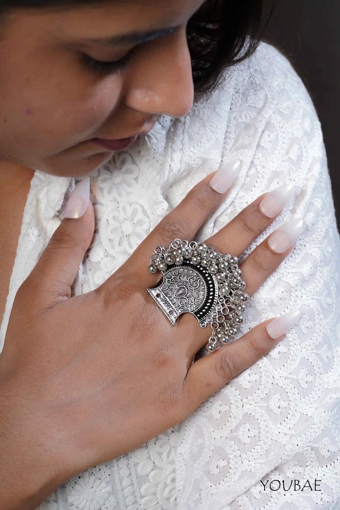 Shilavati Free Sized - Adjustable, Bohemian Oxidised Ring