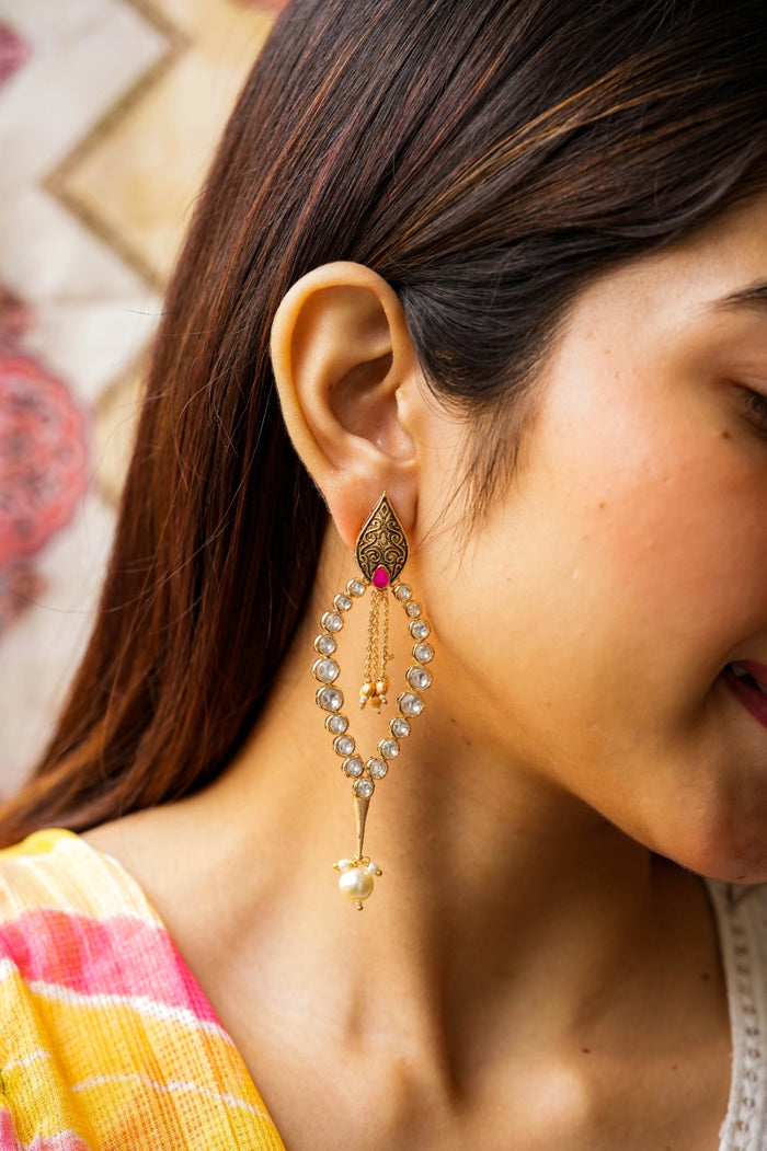 Shyla Kundan Gold Plated Fusion Earrings