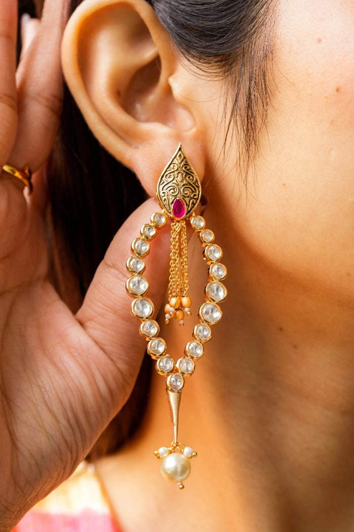 Shyla Kundan Gold Plated Fusion Earrings