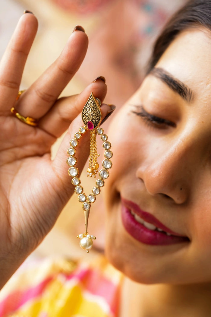 Shyla Kundan Gold Plated Fusion Earrings