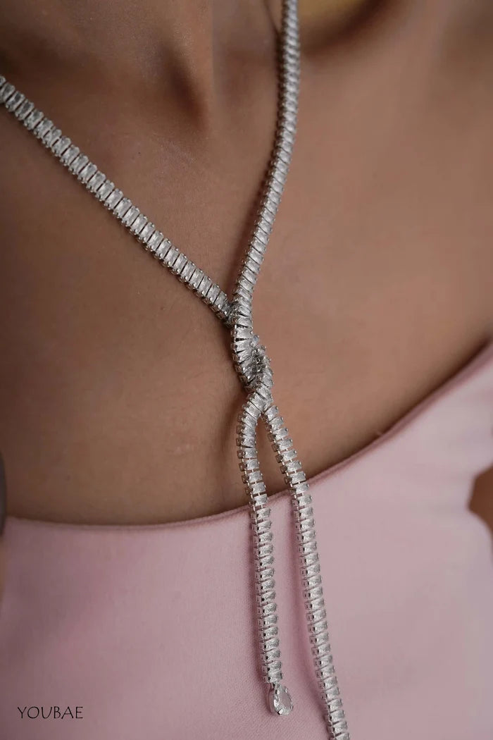 Silver Statement Criss Cross Neckpiece
