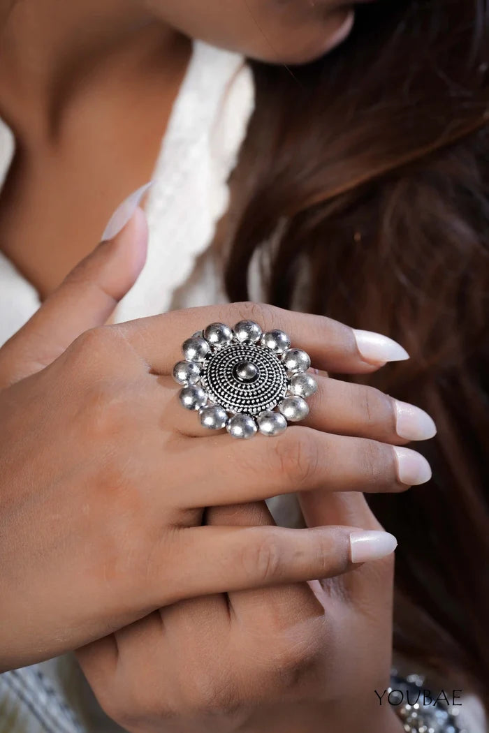 Sindhuja Free Sized - Adjustable, Bohemian Oxidised Ring