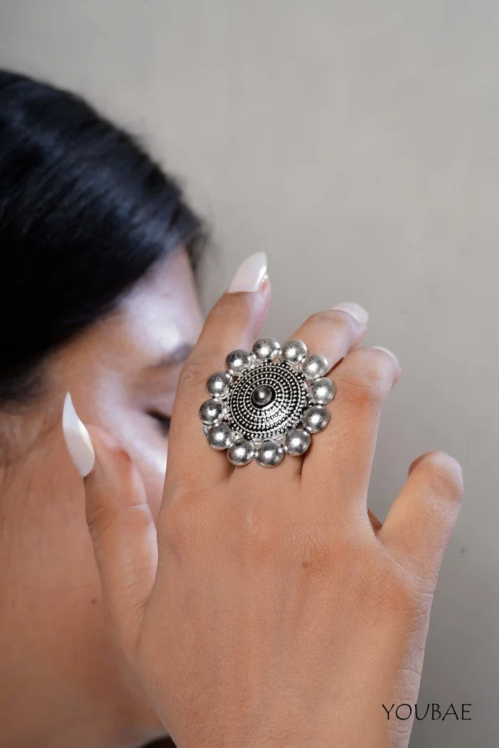 Sindhuja Free Sized - Adjustable, Bohemian Oxidised Ring