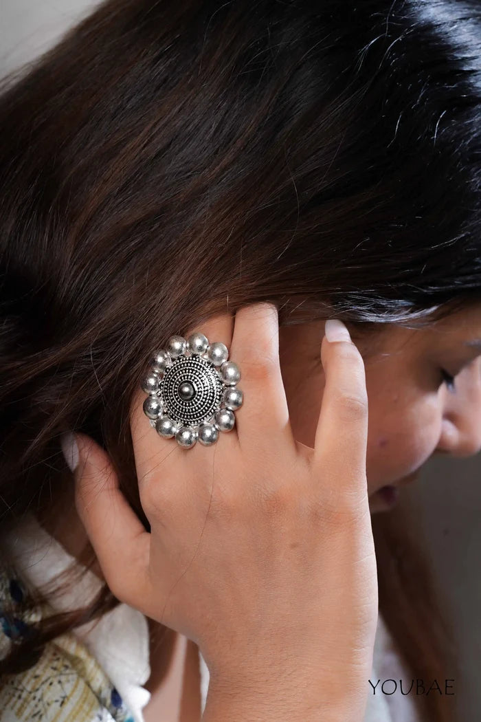 Sindhuja Free Sized - Adjustable, Bohemian Oxidised Ring