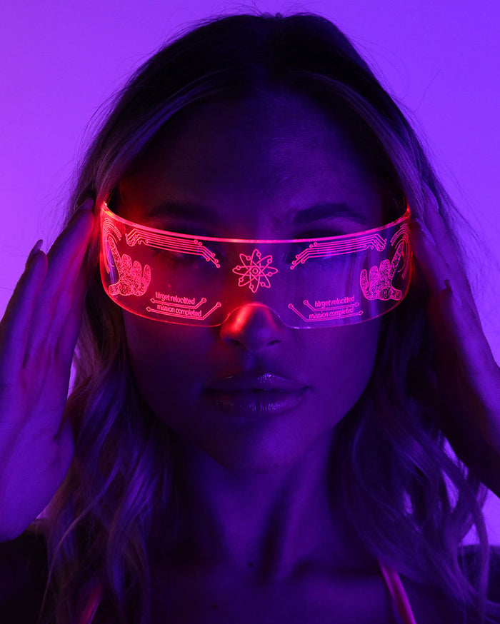 Special_Agent_LED_Glasses-Clear-Front Red