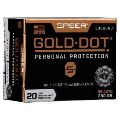 Speer Ammunition 45 ACP 230 Grain Bonded Jacketed Hollow Point 20 Count