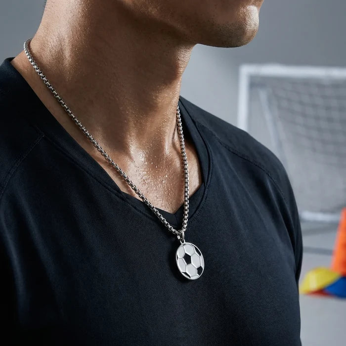 Stainless Steel Sports Pendant with Matching Chain (Soccer-Basketball-Baseball) 18in