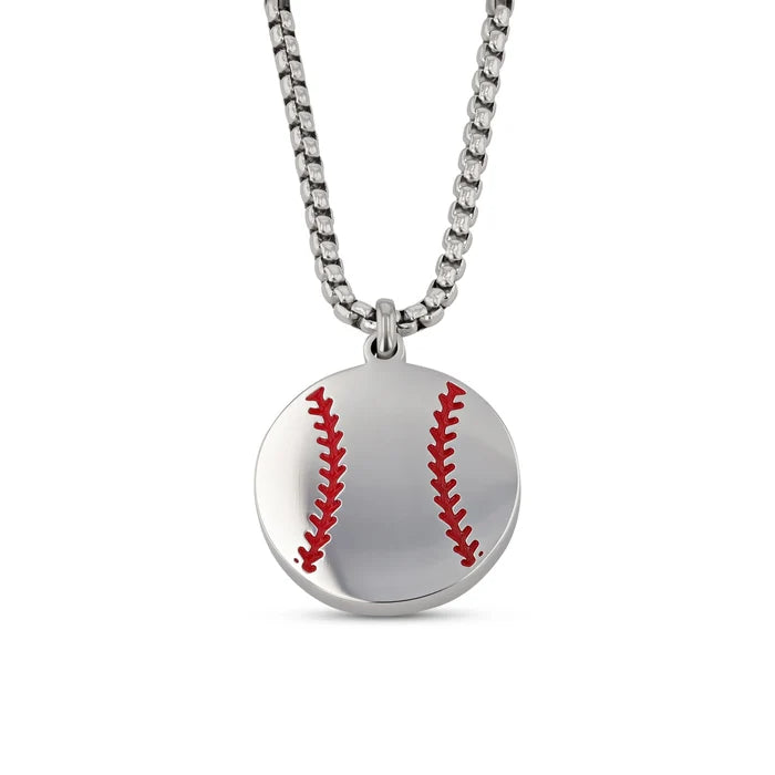 Stainless Steel Sports Pendant with Matching Chain (Soccer-Basketball-Baseball) 18in