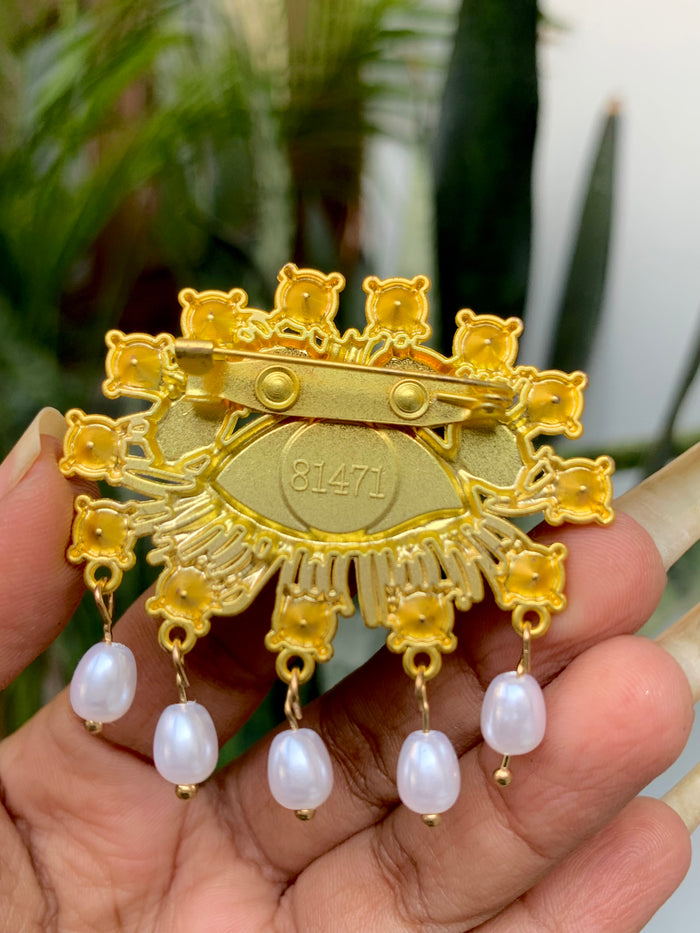 Statement Aqua Eye Brooch