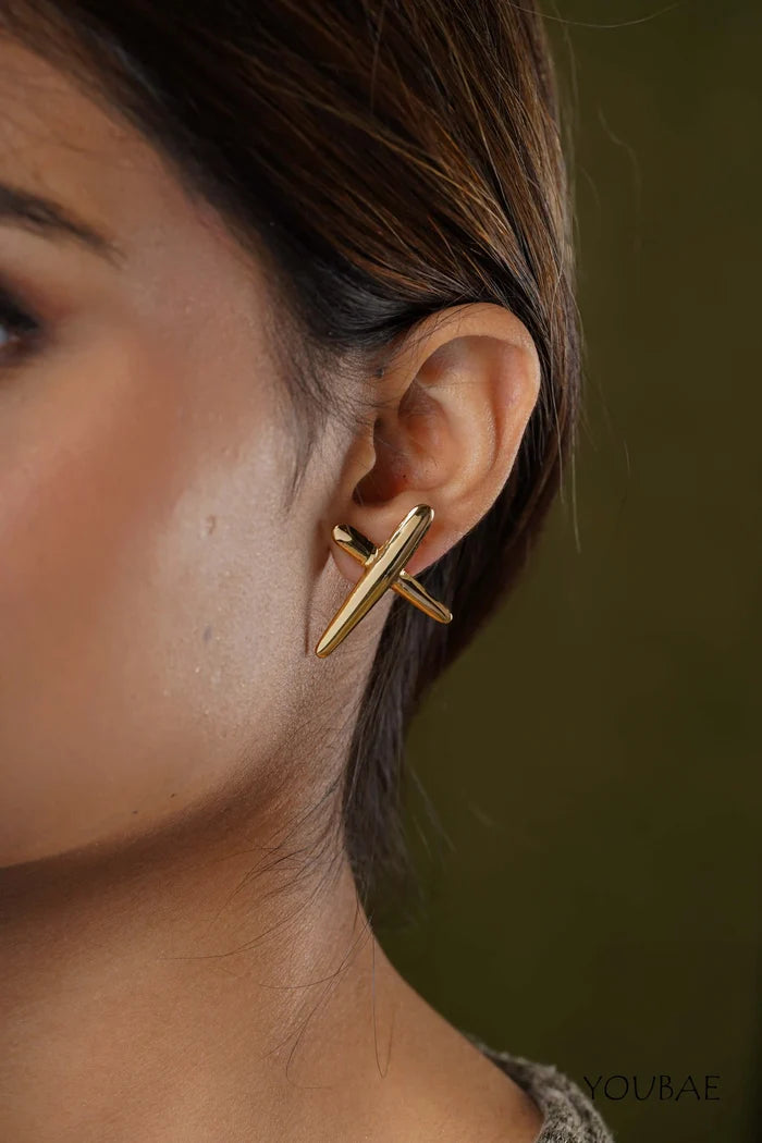Statement Cross Studs ,Anti-Tarnish Steel Earrings