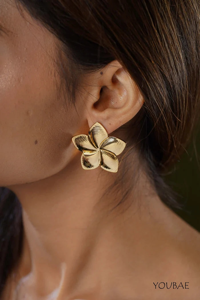 Statement Flower Studs, Anti-Tarnish Steel Earrings