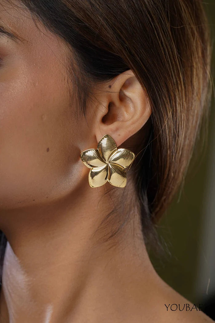 Statement Flower Studs, Anti-Tarnish Steel Earrings