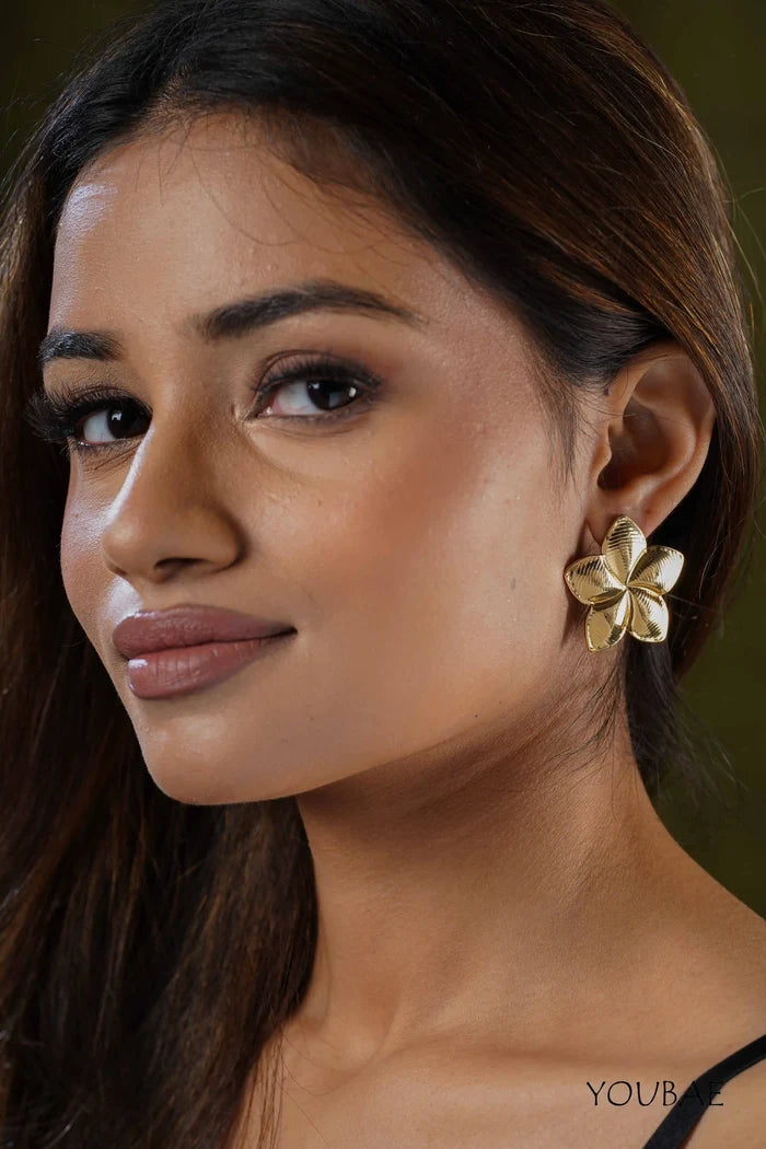 Statement Flower Studs, Anti-Tarnish Steel Earrings