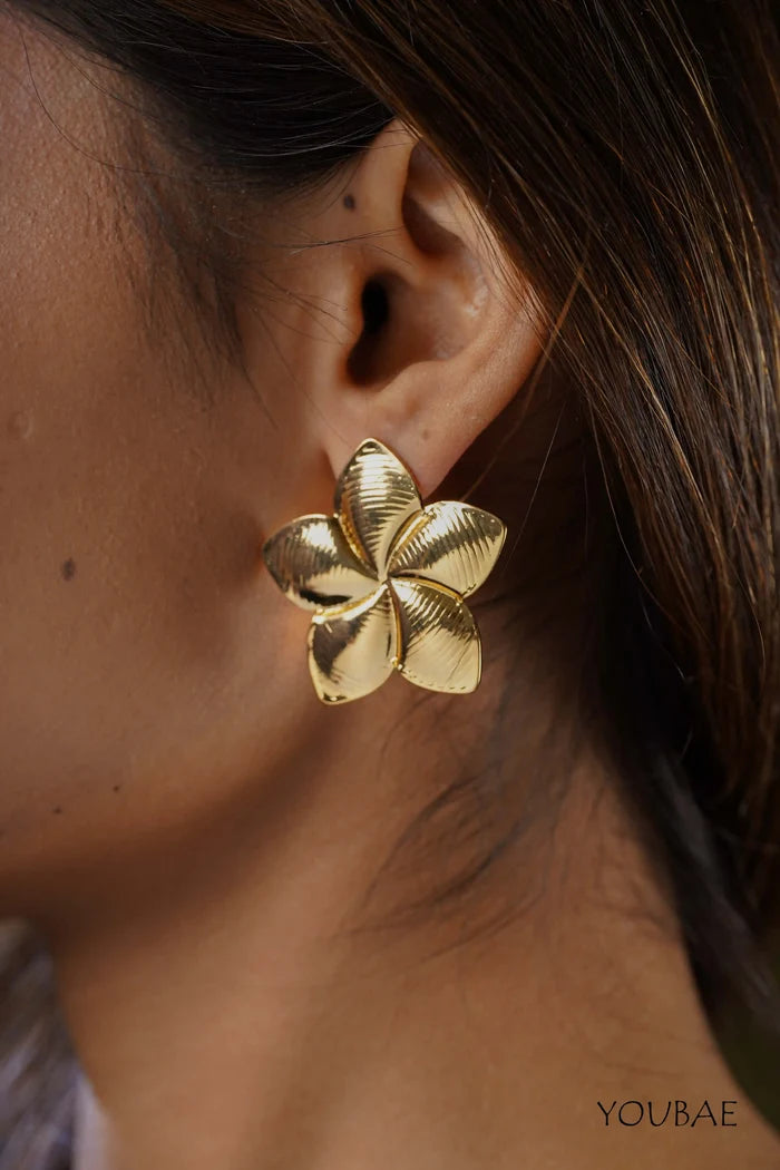Statement Flower Studs, Anti-Tarnish Steel Earrings
