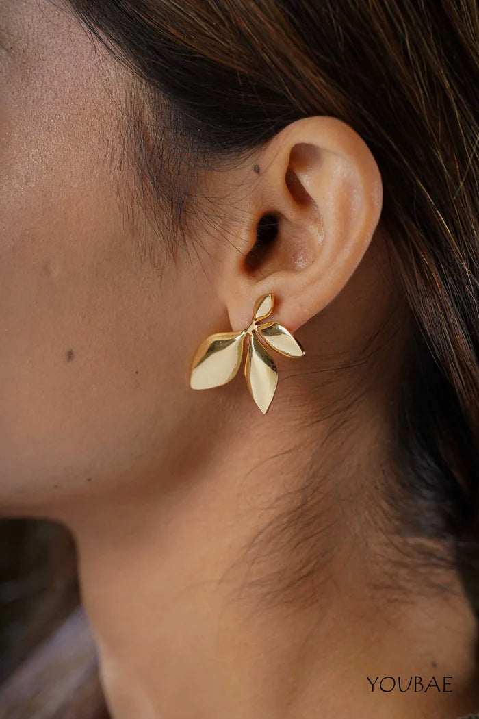 Statement Hazel Flower Studs, Anti-Tarnish Steel Earrings