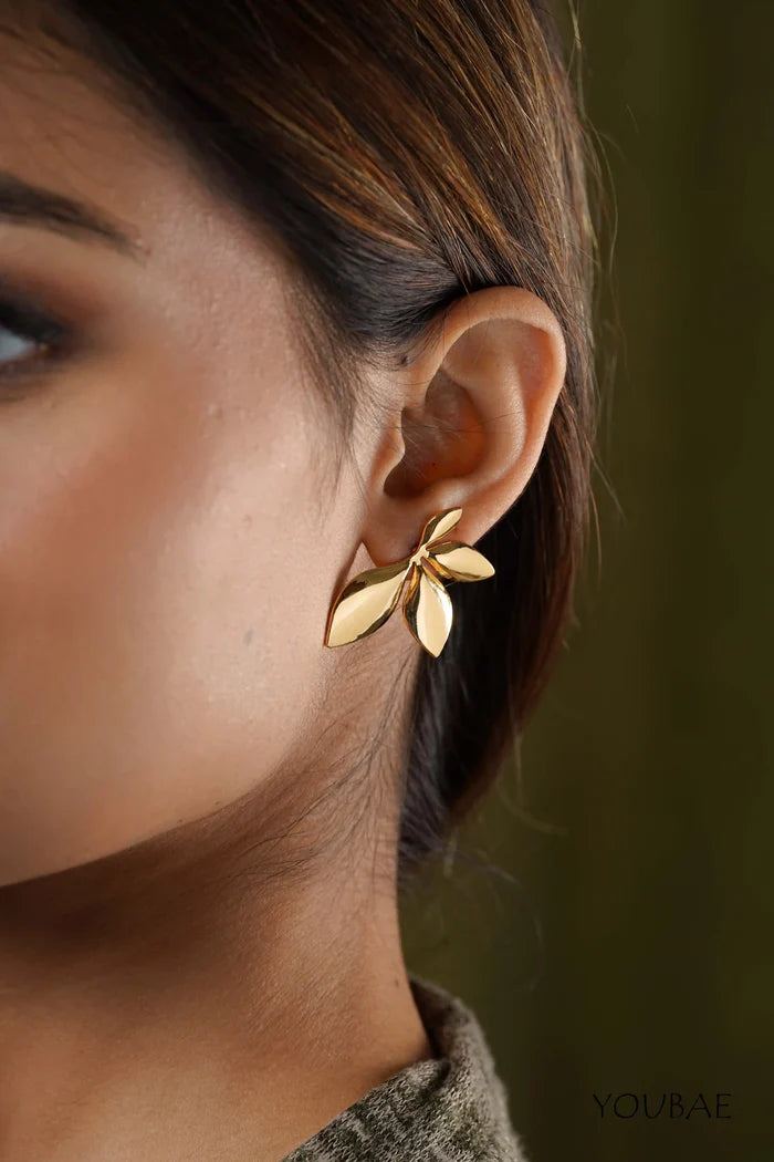 Statement Hazel Flower Studs, Anti-Tarnish Steel Earrings