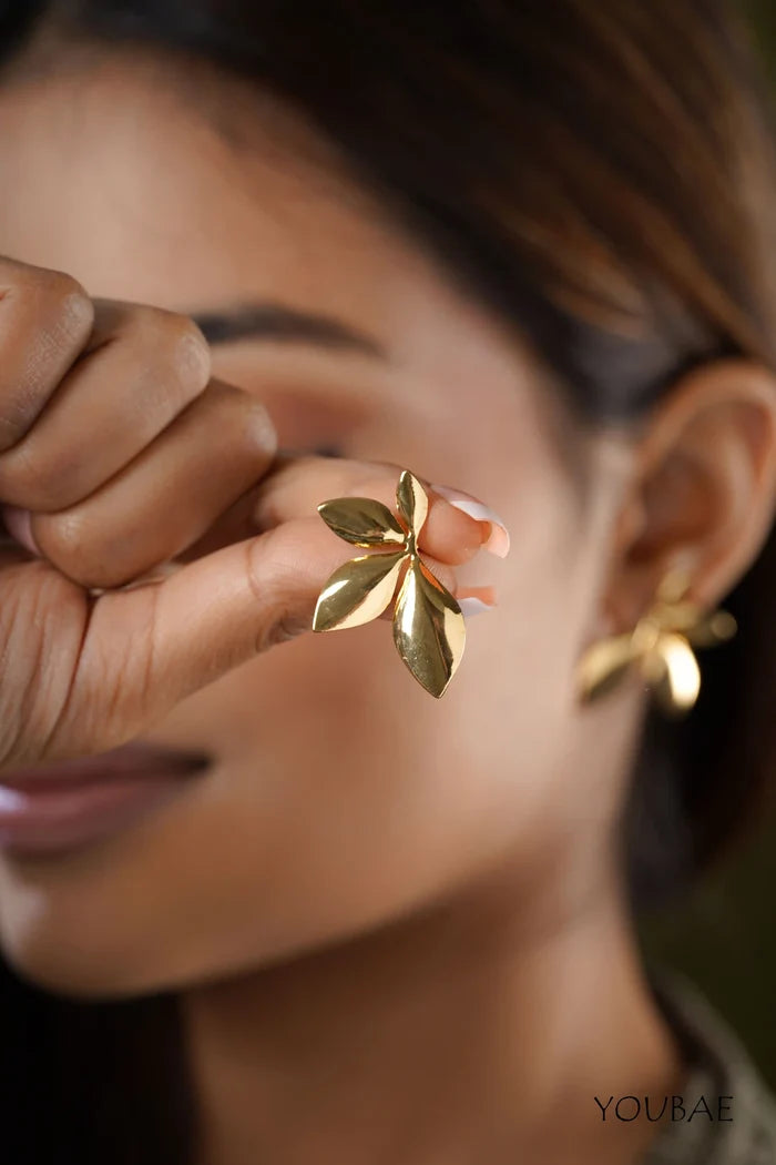 Statement Hazel Flower Studs, Anti-Tarnish Steel Earrings