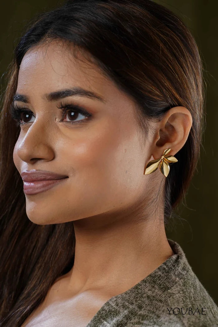 Statement Hazel Flower Studs, Anti-Tarnish Steel Earrings
