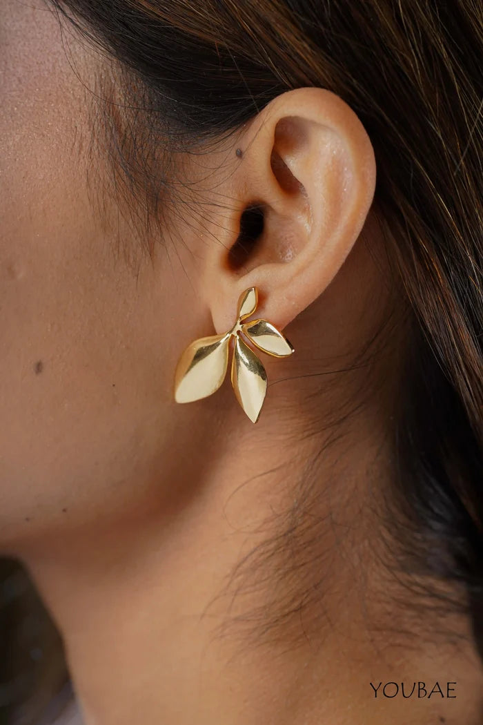 Statement Hazel Flower Studs, Anti-Tarnish Steel Earrings
