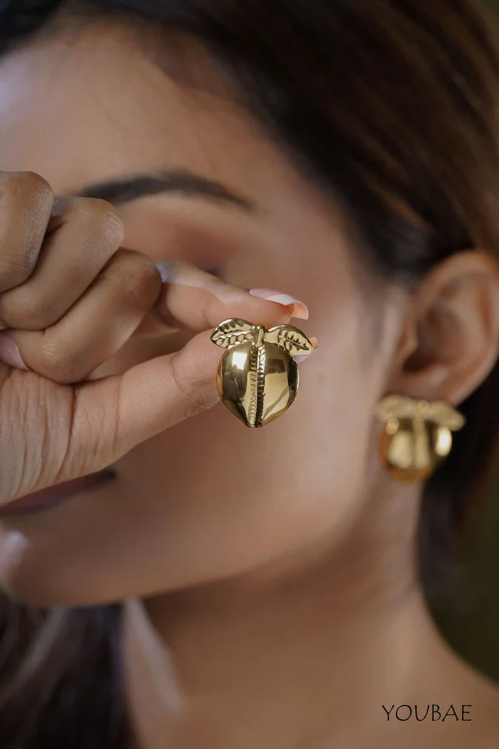 Statement Pear Studs, Anti-Tarnish Steel Earrings