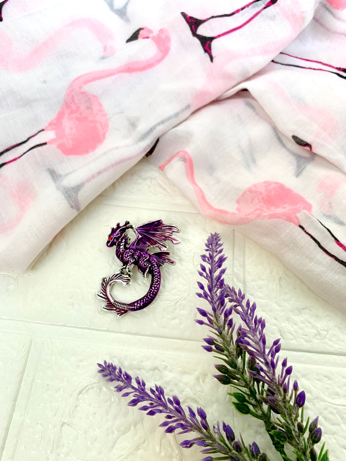 Statement Purple Dragon Brooch