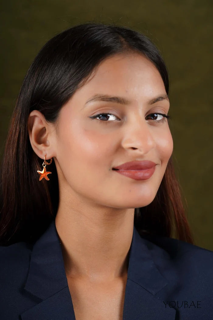 Statement Red Star Earrings