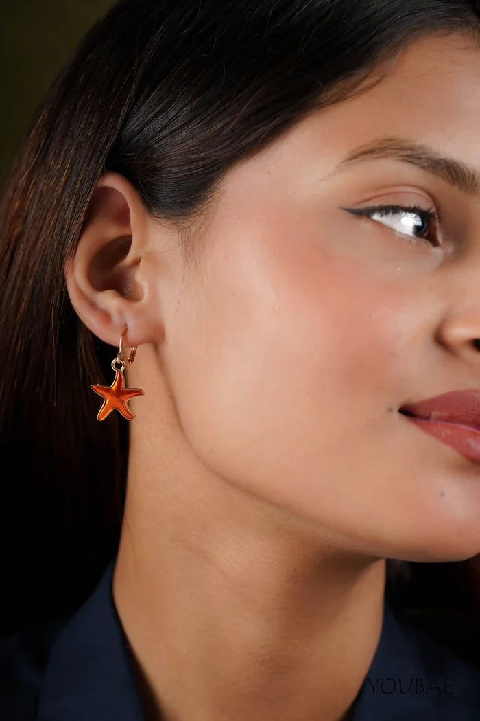 Statement Red Star Earrings