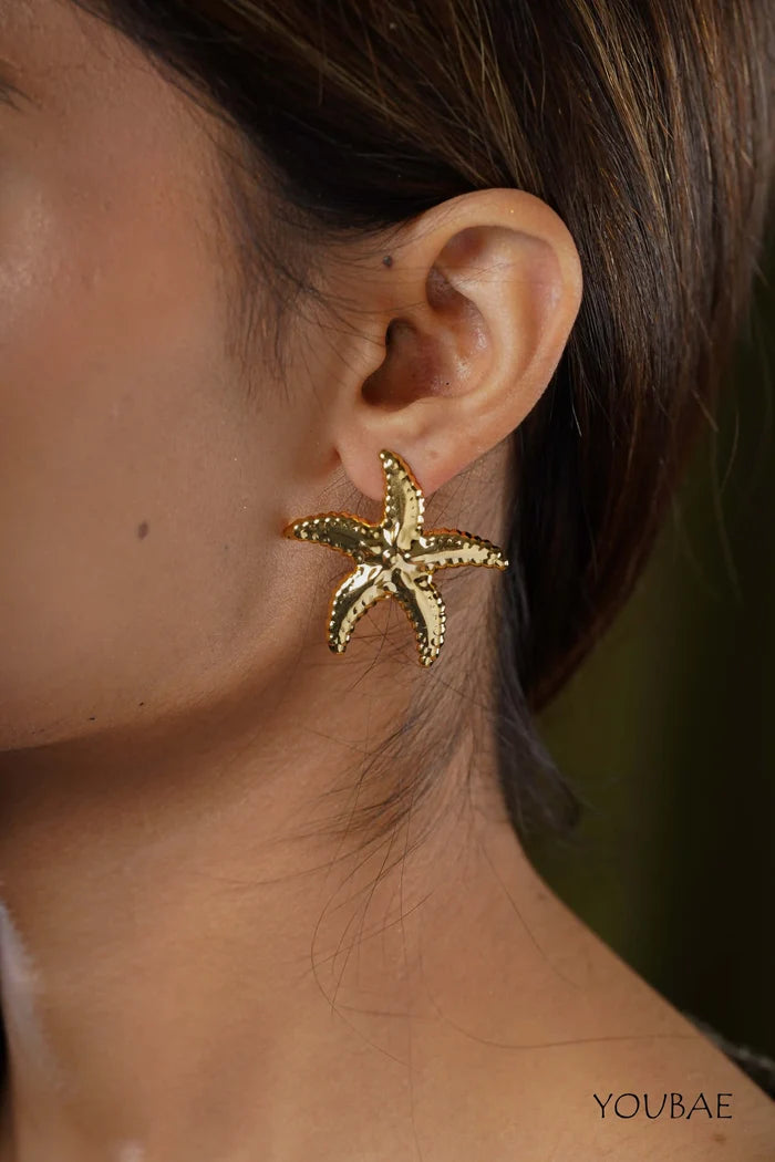 Statement Star Studs, Anti-Tarnish Steel Earrings