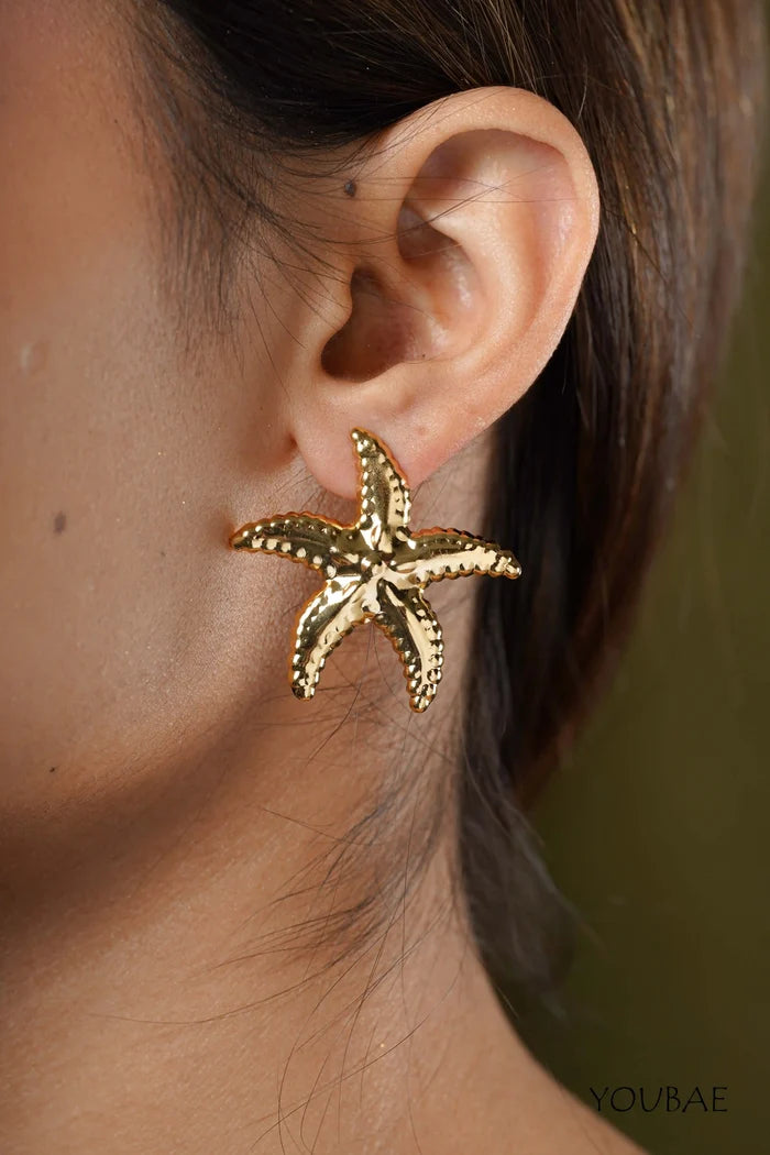 Statement Star Studs, Anti-Tarnish Steel Earrings
