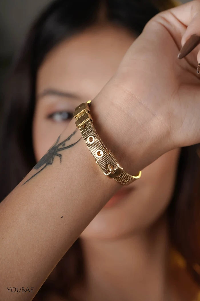 Studded Evil Eye Free Size Adjustable Wrist Band, Watch Look Alike Bracelet