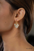 Studded Heart Drop Earrings