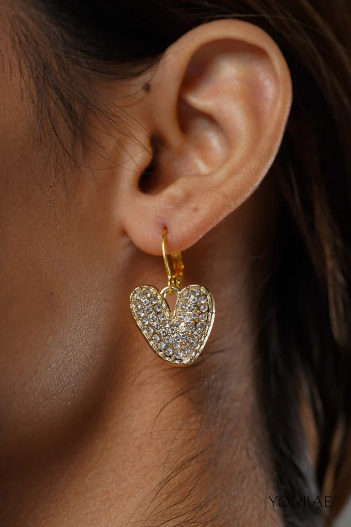 Studded Heart Drop Earrings
