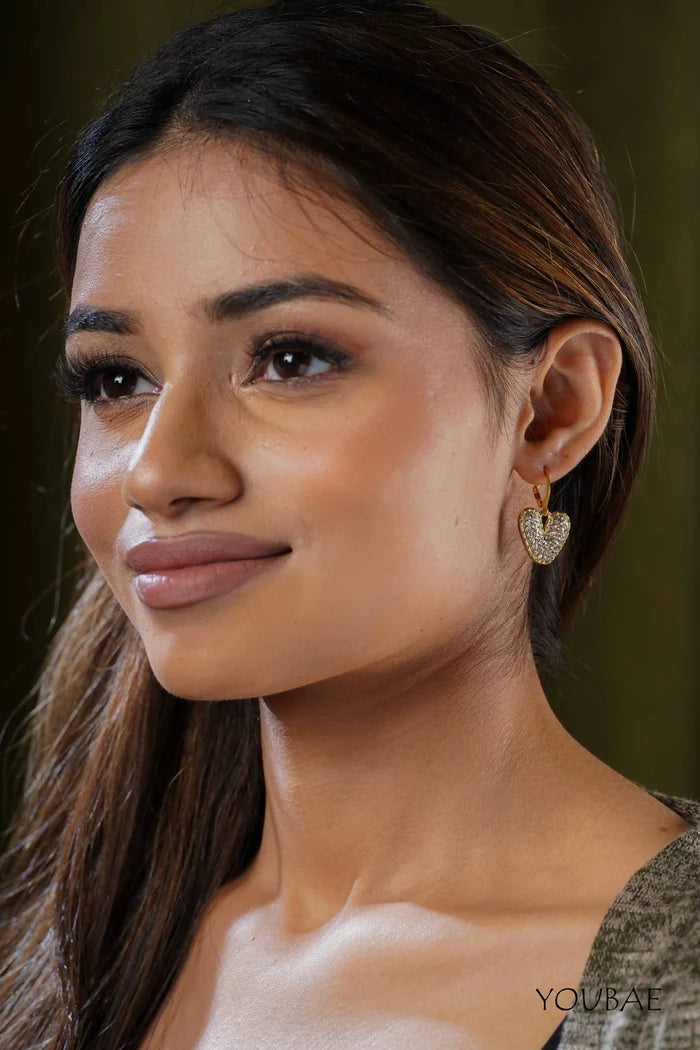 Studded Heart Drop Earrings