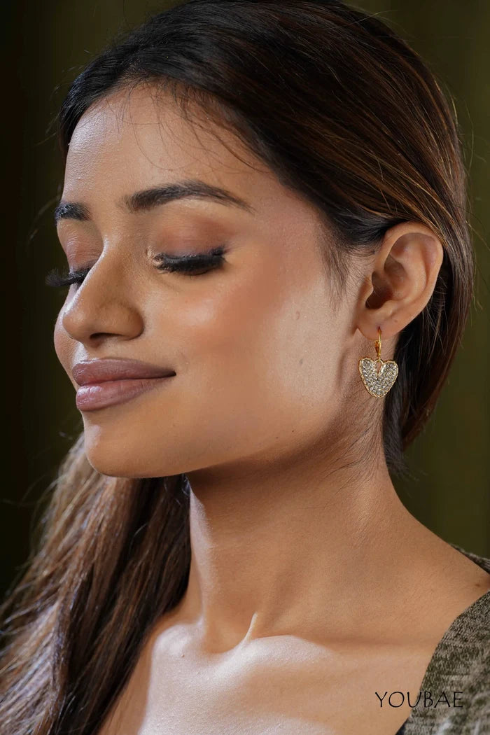 Studded Heart Drop Earrings