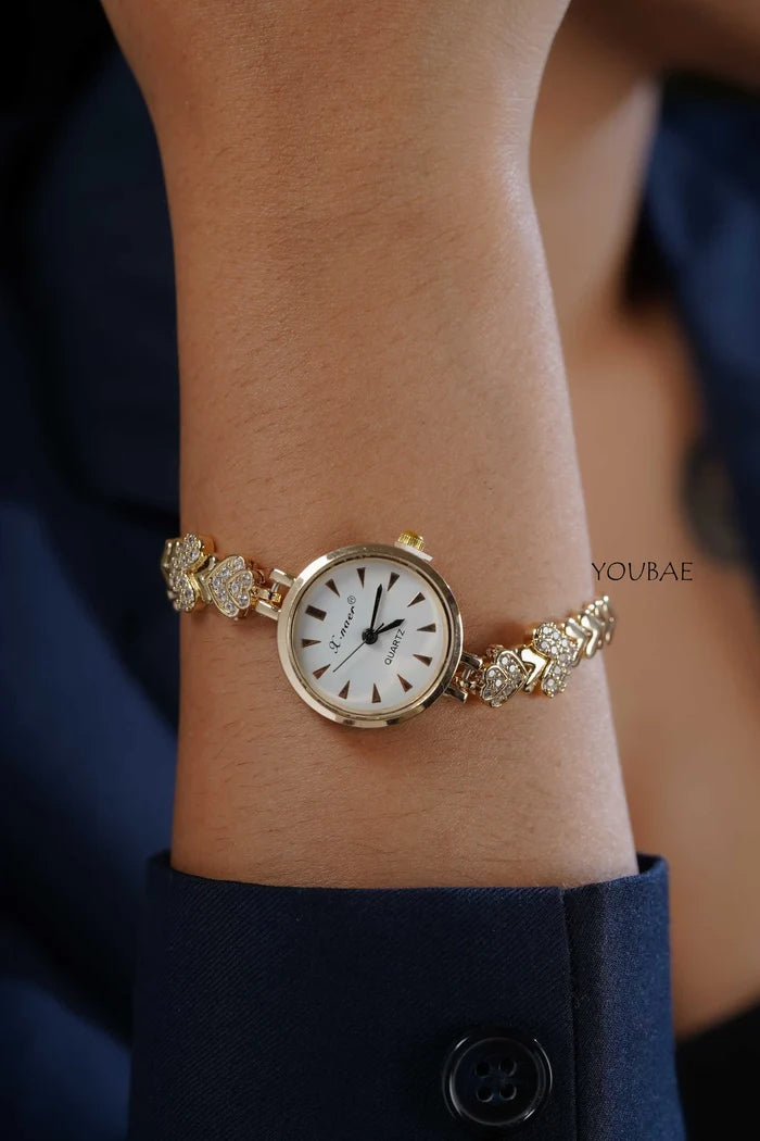 Studded Heart Wrist Watch