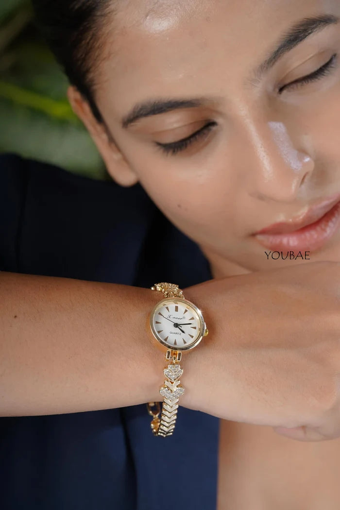Studded Heart Wrist Watch